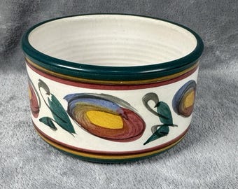 Handmade Studio Pottery Bowl Signed Maxwell Hand Painted Floral Stoneware 90’s
