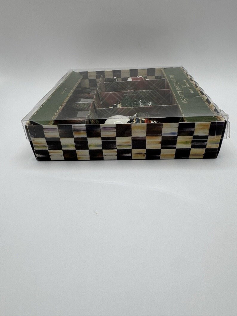 MacKenzie-Childs Holiday Canape Knife Set 4 Santa Snowman Tree Nutcracker NIB image 6