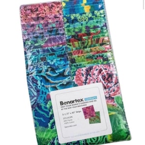 May include: A package of 2-1/2 inch by 42 inch fabric strips in a variety of colorful floral patterns. The package is labeled "Benartex KONTEMPO Not Your Mama's Garden 2nd Ed. by The Sew Yeah Brothers" and includes the text "STNMGPK 100% Cotton benartex.com".