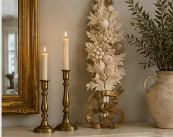 Vintage Made in Italy Ornamental Fruit Swag, Italian Resin Architectural Decor, Hollywood Regency Mantel Accent, French Country Shelf Decor