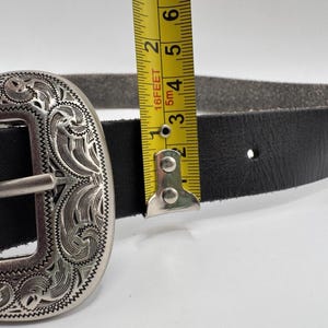 Western Cowhide Leather Belt Engraved Buckle Urban Outfitters Size 34 image 4