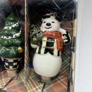 MacKenzie-Childs Holiday Canape Knife Set 4 Santa Snowman Tree Nutcracker NIB image 5