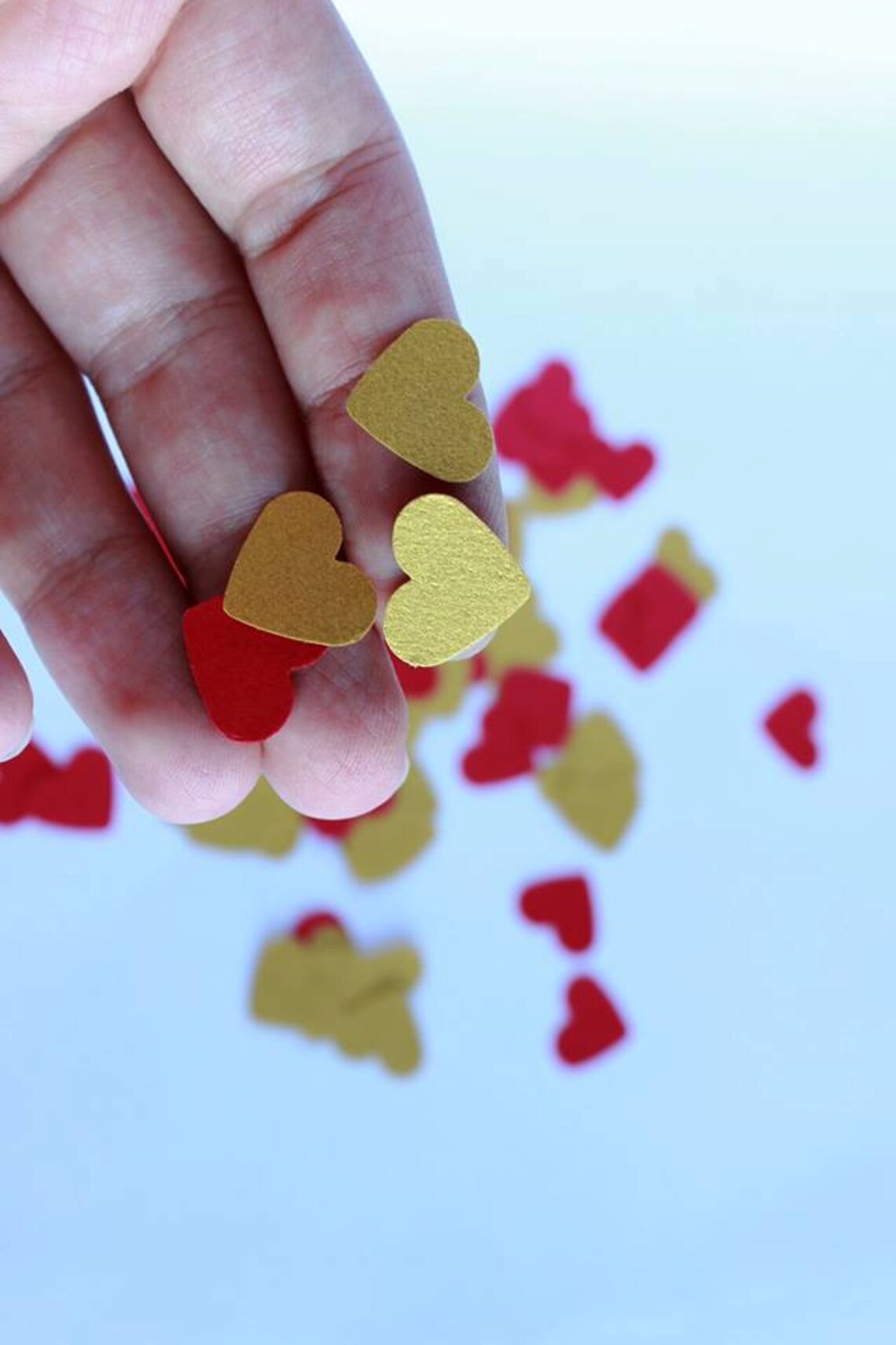 Paper Hearts Confetti Gold and Red Heart Confetti Wedding Etsy