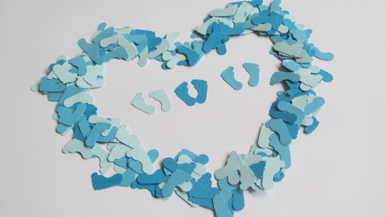 Baby Feet Confetti In Blue Baby Shower Confetti Baby Shower Etsy