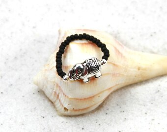 OLIFANT - Beaded teen ring, Beaded ring, zomer Ring, Ring van de olifant