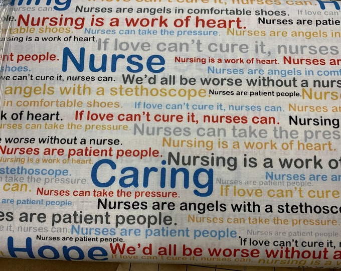 Nurse Words 100% cotton fabric, sold by the yard