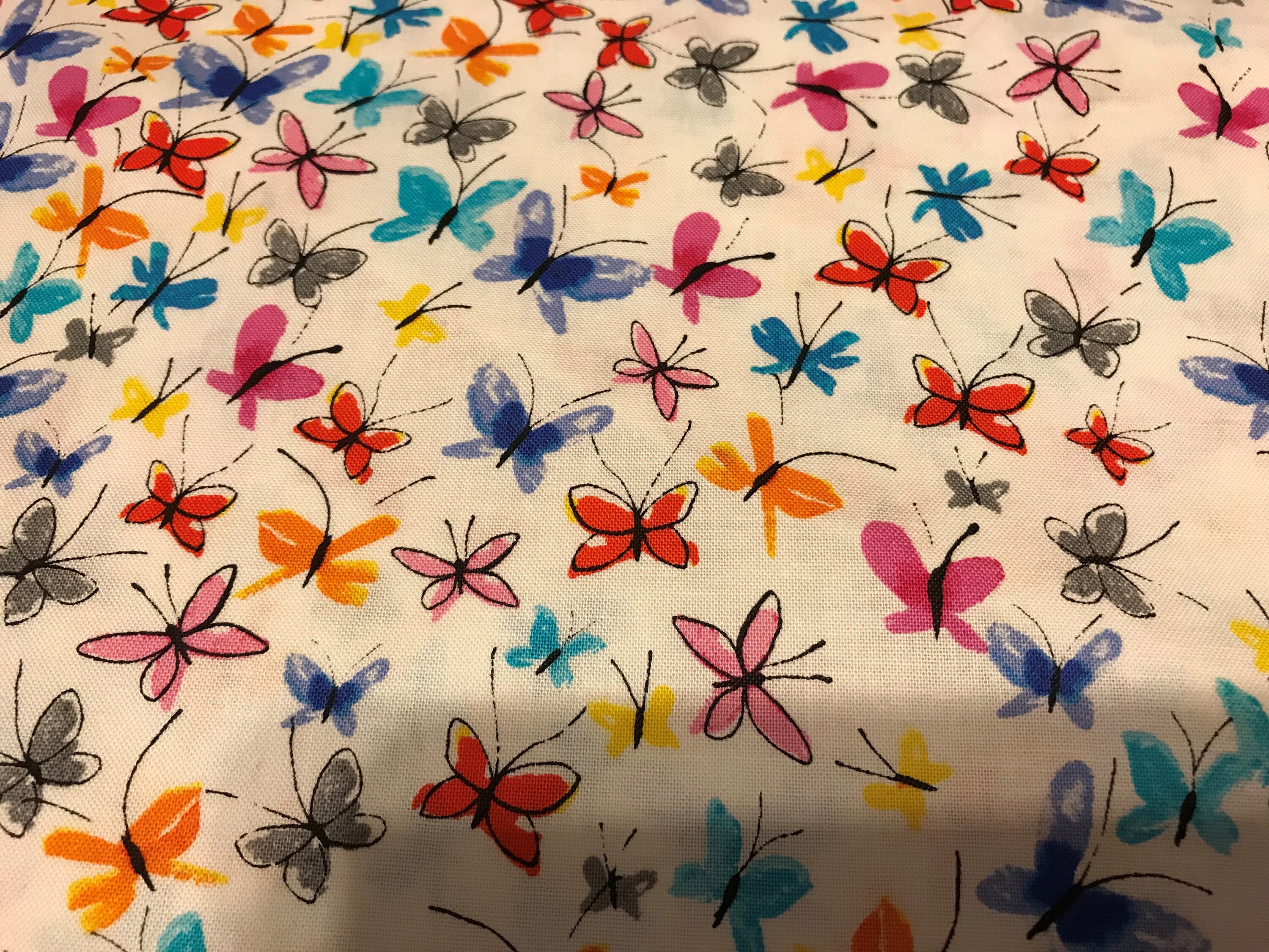 Butterflies 100% cotton fabric, sold by the yard