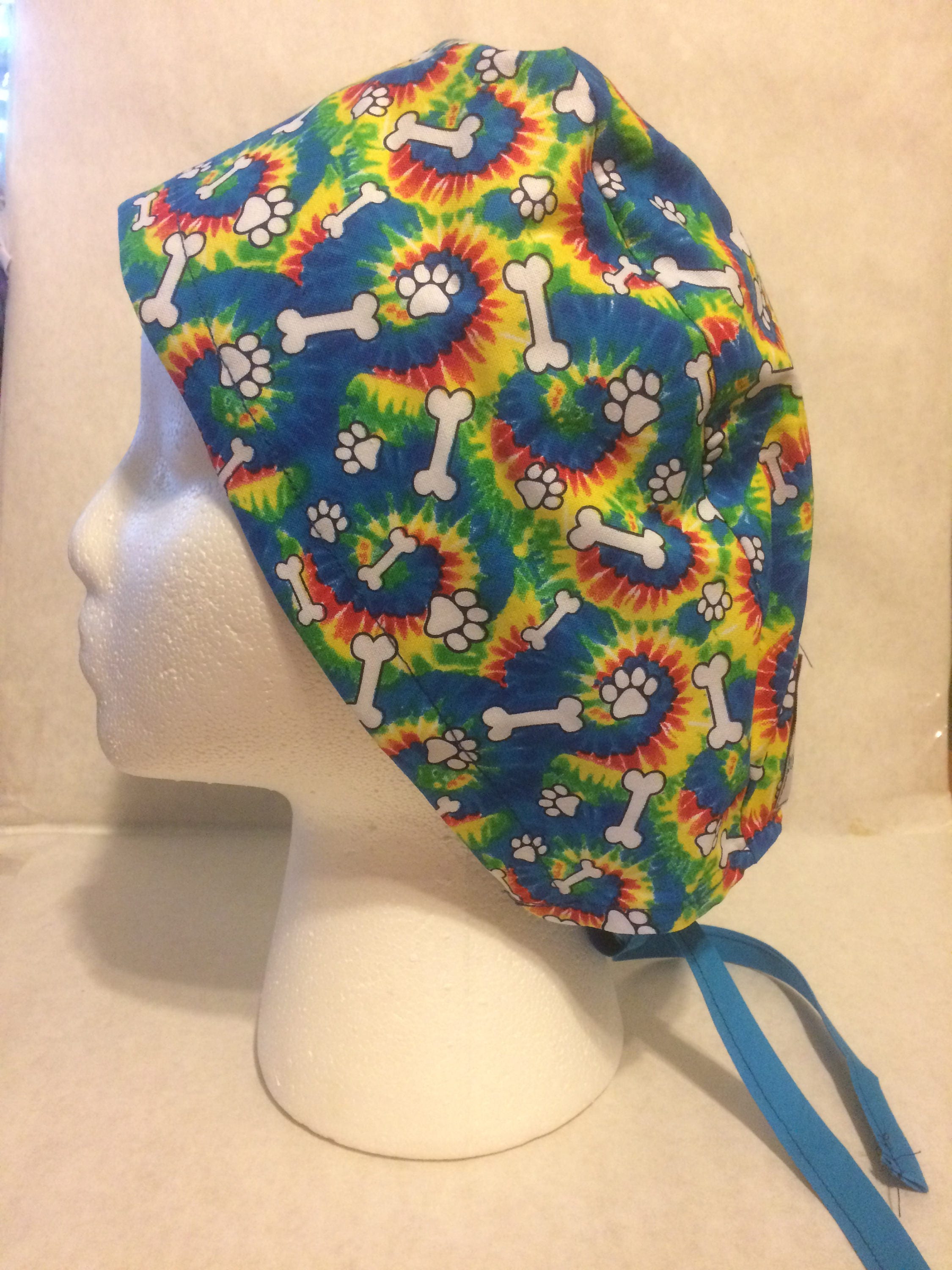 Tye Dye bones tie scrub cap