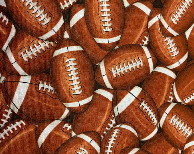 Footballs 100% cotton fabric, sold by the yard  #568