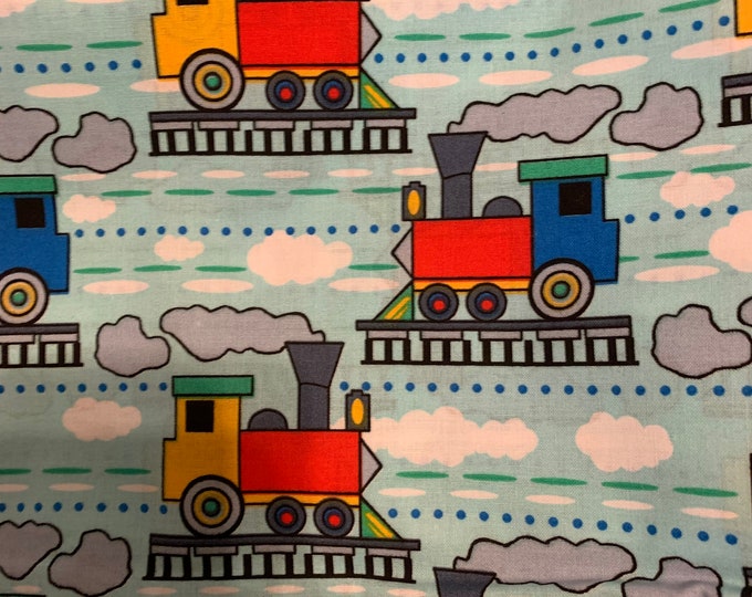 Trains  100% cotton fabric, sold by the yard