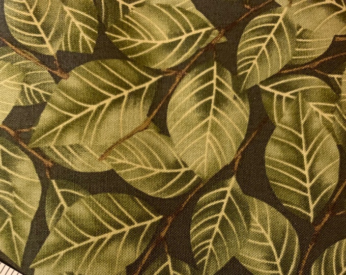 Packed Green Leaves 100% cotton fabric sold by the yard