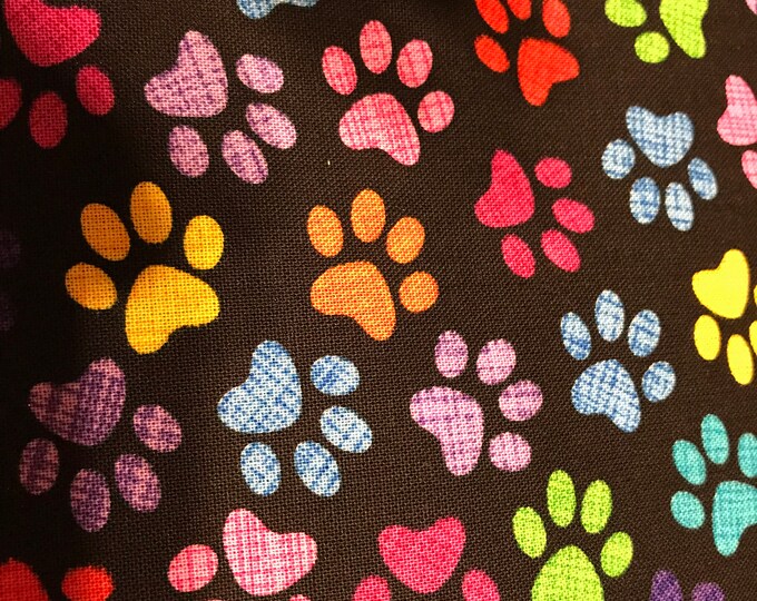 Paws fabric, multicolored 100% cotton fabric, sold by the yard  #538