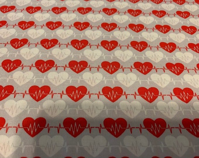 Heartbeats 100% cotton fabric, sold by the yard