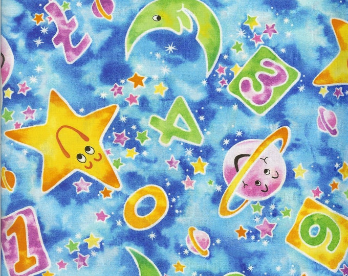 Moon and Stars 100% cotton fabric, sold by the yard   #151