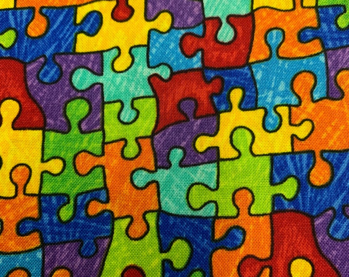 Puzzle Pieces 100% cotton fabric  sold by the yard