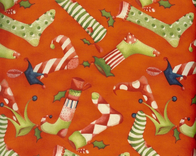 Who's Stocking? 100% cotton fabric, sold by the yard  #189