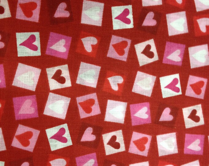 Happy Hearts 100% cotton fabric, sold by the yard #390