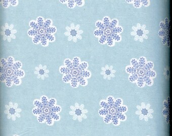 Blue Snowflakes 100% cotton FLANNEL, sold by the yard