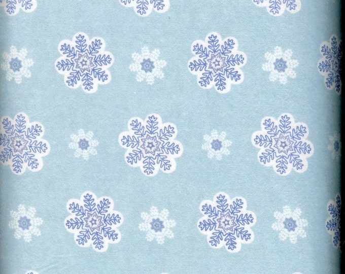 Blue Snowflakes 100% cotton FLANNEL, sold by the yard