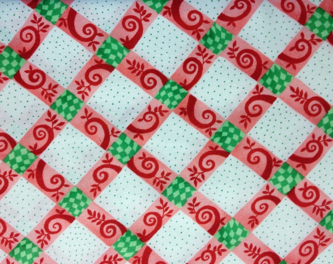 Red Lattice 100% cotton fabric, sold by the yard  #405