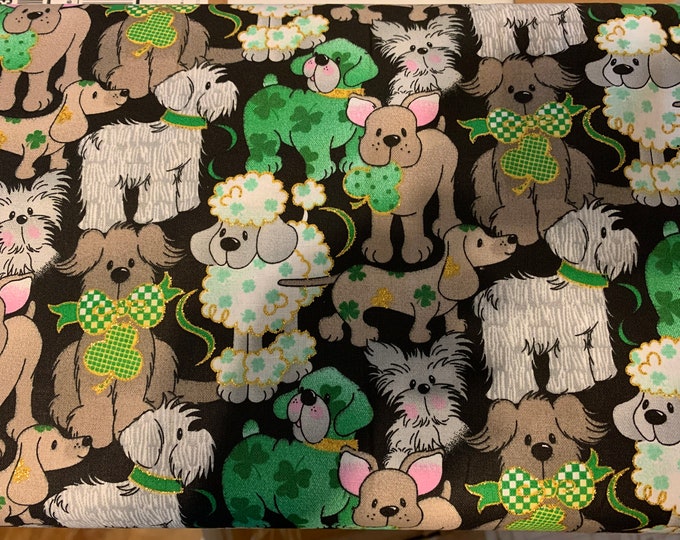 Shamrock Dogs 100% cotton fabric, sold by the yard