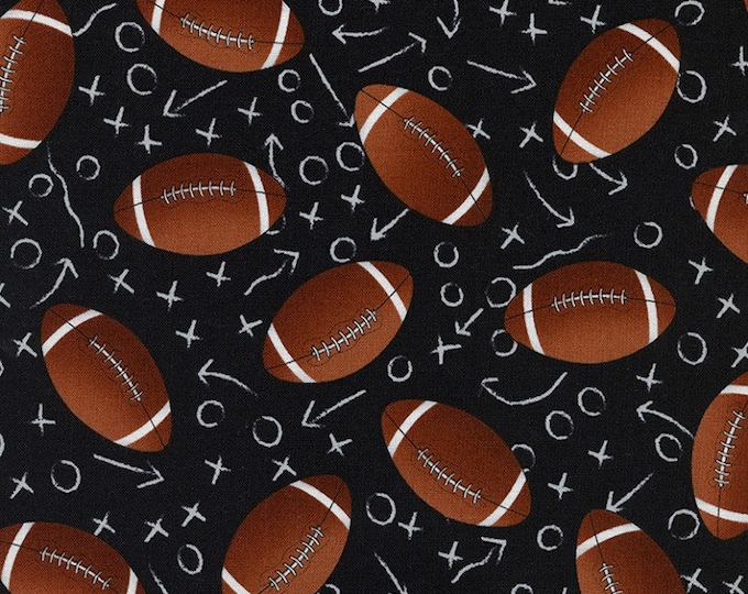 Tossed Footballs  100% cotton fabric, sold by the yard #511