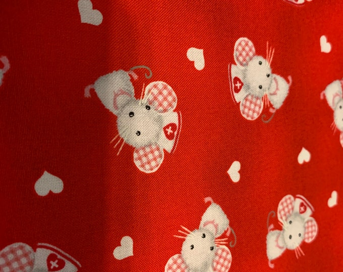 Nurse Mouse 100% cotton fabric, sold by the yard