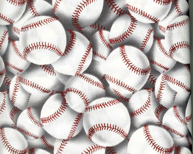 Baseballs 100% cotton fabric, sold by the yard  # 535