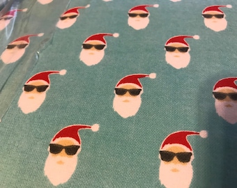 Cool Santas 100% cotton FLANNEL fabric, sold by the yard  #573