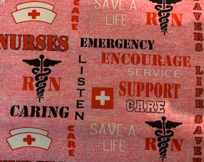 Nurse Logo  100% cotton fabric, sold by the yard