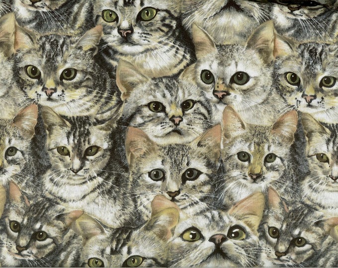 Kitties All Over 100% cotton fabric, sold by the yard   #157