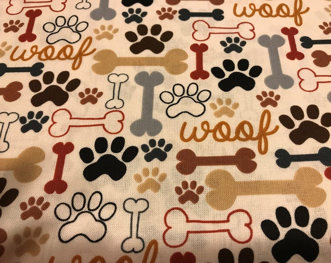 Bones and Paws 100% cotton fabric, sold by the yard  #537