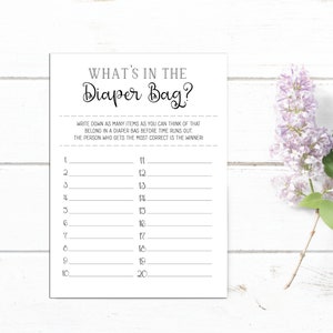 Diaper Bag Game: Printable Baby Shower Guessing Game (PDF & JPG)