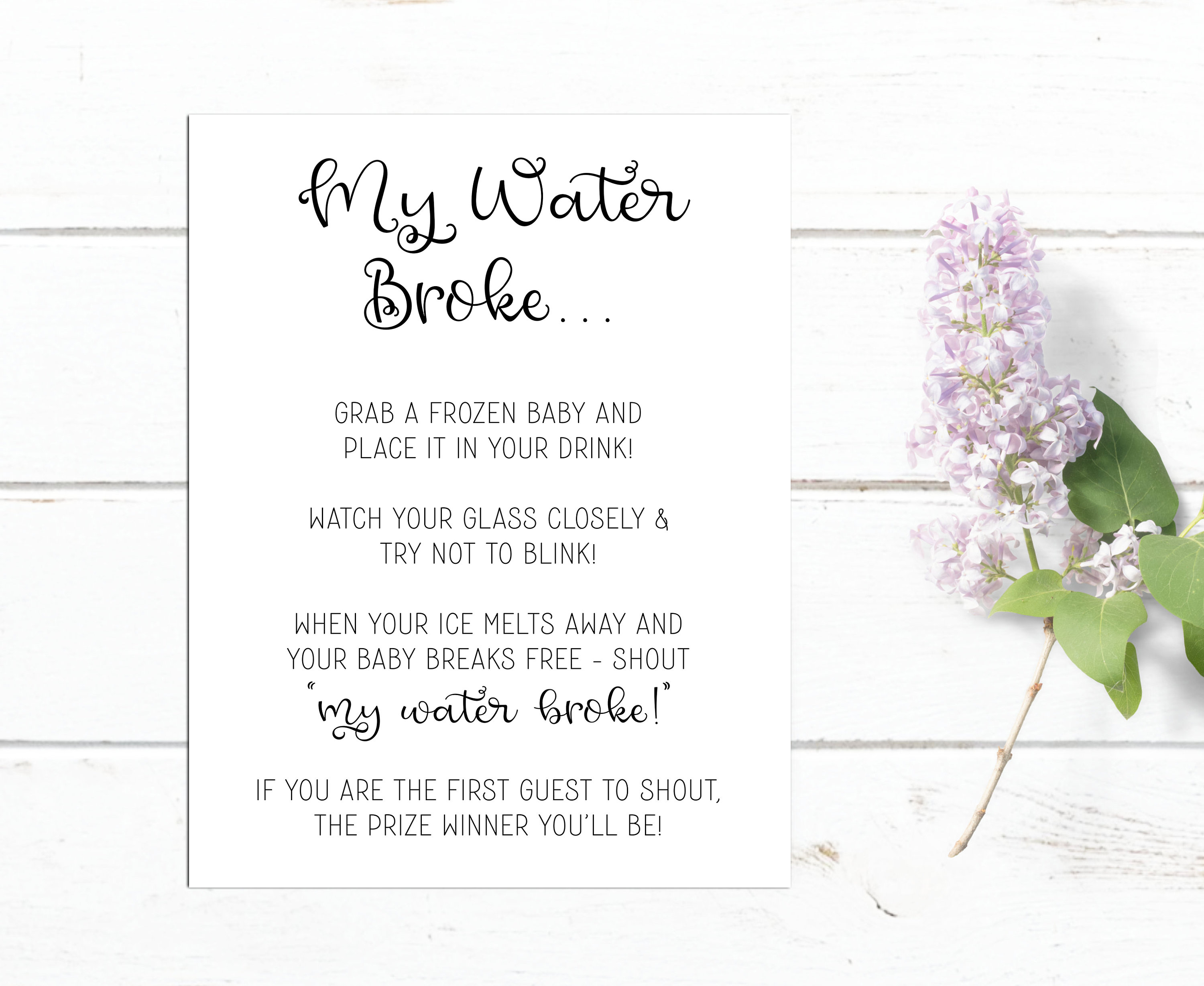 My Water Broke Game Baby Shower Game Printable Baby Shower Game Ice ...