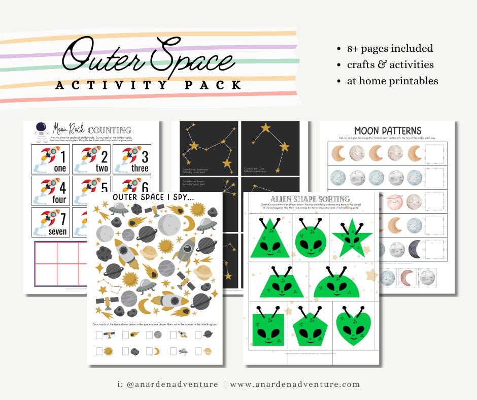 Outer Space Activity Pack: Homeschool Printable (ages 2-6) (digital ...