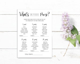 What's in Your Purse Bridal Shower Game (Digital Download)
