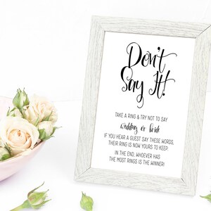 Don&#39;t Say Bride Game - Bridal Shower Game - Printable Shower Game - Bachelorette Party Game - Don&#39;t Say Wedding - Instant Download - DIGTIAL