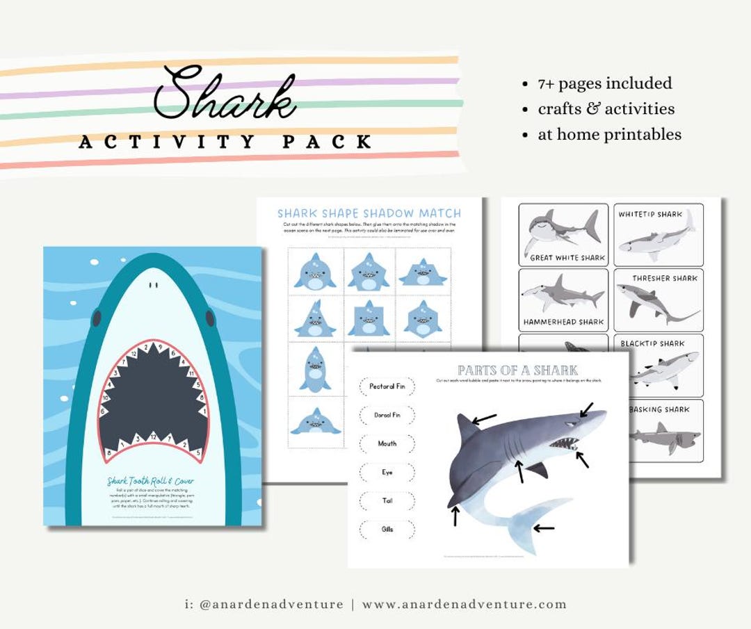 Shark Activity Pack: Homeschool Learning Printables (digital Download ...