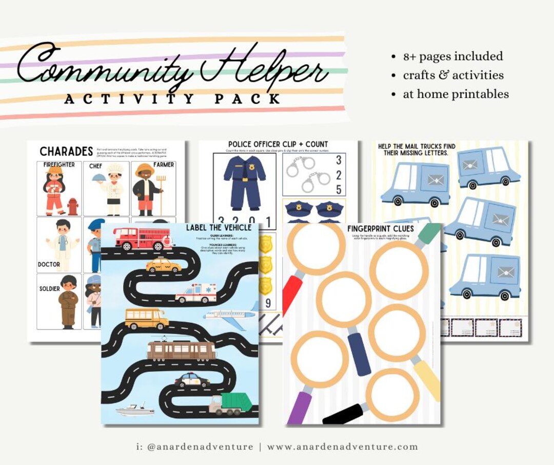 Community Helpers Activity Pack • Learning Games + Crafts (digital ...