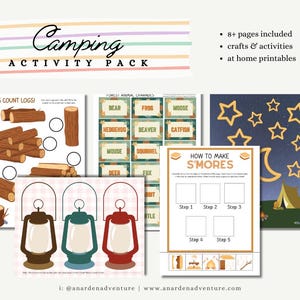 Pakiet aktywności kempingowych: gry edukacyjne i prace plastyczne dla dzieci (2-6 lat) (wersja cyfrowa do pobrania)