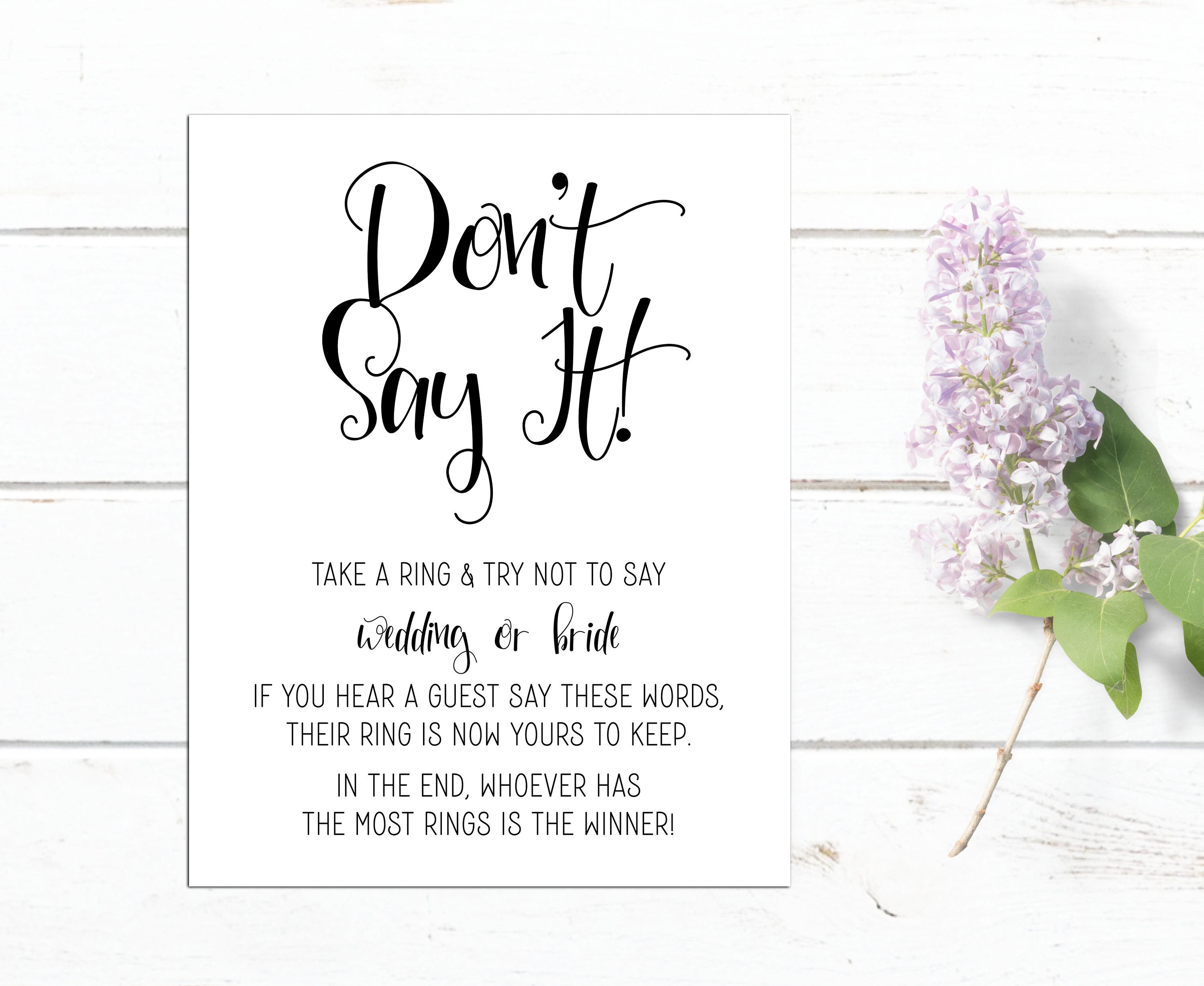 Don't Say Bride Game Bridal Shower Game Printable - Etsy