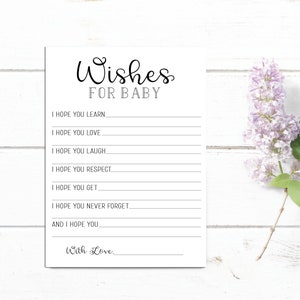Wishes for Baby Card - Printable Baby Shower Game - Wishes for Baby - Wishing Well - Advice Card - Instant Download - Printable Game-DIGTIAL