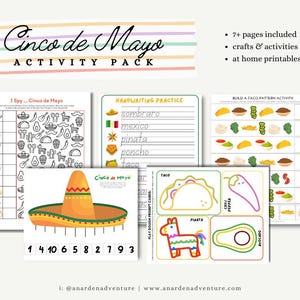 Cinco de Mayo Activity Pack • Mexico Learning Set • Printable Activity Pack • Pinata Printable • Spanish Writing Practice • Digital Download