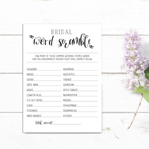 Wedding Word Scramble Game - Bridal Shower Game - Printable Bridal Shower Game -Bachelorette Party Game - Instant Download - DIGTIAL