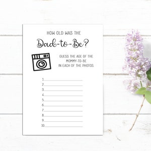 How Old Was the Dad-to-Be Game - Printable Baby Shower Game - Dad-to-Be - Age Guessing Game - Instant Download - Printable Games - DIGTIAL