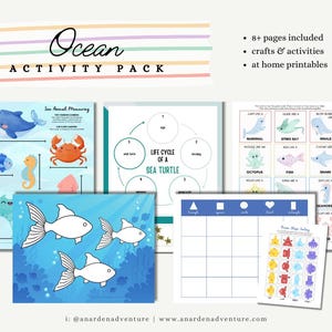 Oceaanactiviteitenpakket • Oceaanprints • Onder de zee-leereenheid • Alles over de oceaan • Thuisonderwijseenheid • Montessori • Digitale download