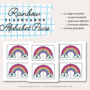 Cartes alphabétiques • Lettres majuscules + minuscules • Paires de cartes alphabet • Kit d'apprentissage pour l'école à la maison • Cartes mémoire numériques • Téléchargement numérique