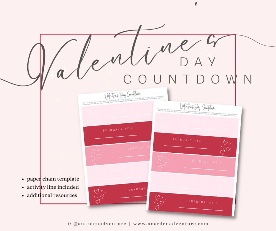 Valentine's Day Countdown Paper Chain Countdown Etsy