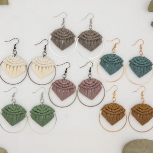 Hoop Macrame Fringe Earrings | Custom Macrame Earrings | Boho Earrings | Macrame Hoop Earrings | Bridesmaid Gift