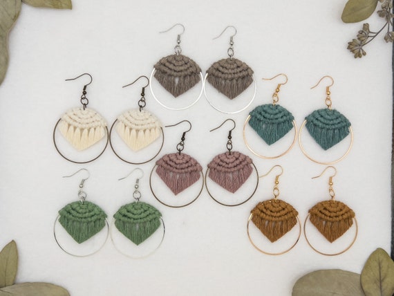 Hoop Macrame Fringe Earrings Custom Macrame Earrings Boho